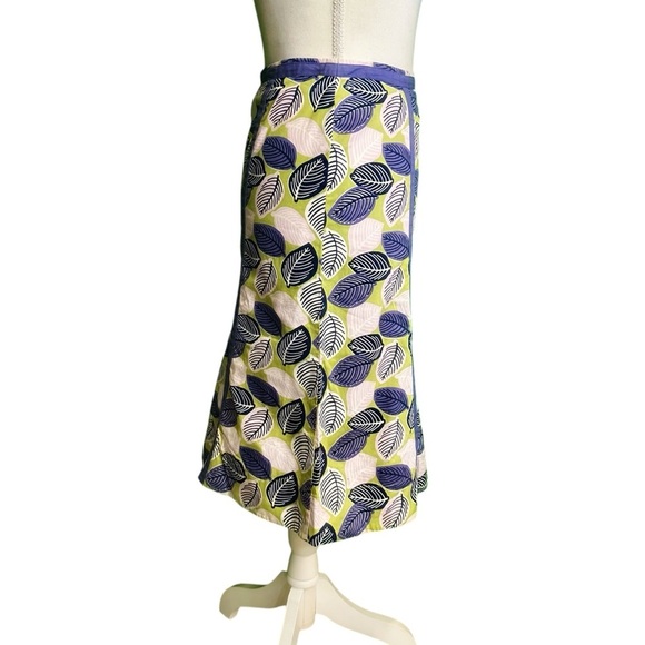 Boden Vintage 100% Cotton Purple & Green Leaf Print A-Line Skirt Size 2 - Picture 12 of 14
